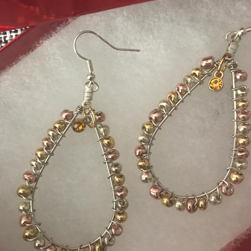 three color handmade earrings